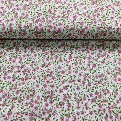 Viskose Stoff Popelin Bl�mchen Zweige Blusenstoff, pink wei�