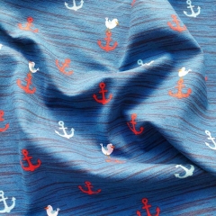 Jerseystoff Anker Streifen, mittelblau