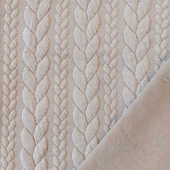 Jacquardjersey Stoff Zopfmuster,helltaupe
