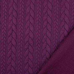 Jacquardjersey Stoff Zopfmuster,�violett (helle Pflaume)