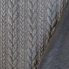 Jacquardjersey Stoff Zopfmuster,dunkelgrau meliert