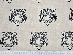 Dekostoff Tiger Gesichter, schwarz natur