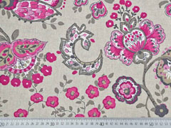 Dekostoff Leinenlook Kelchblumen, pink taupe natur