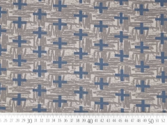 Jerseystoff Kreuze Crosses, navy auf grau