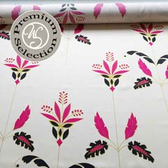 RESTST�CK 51 cm Viskose Stoff Blusenstoff Bl�tter, pink schwarz cremewei�