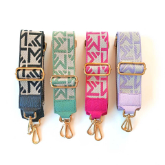 Taschengurt Taschenriemen abstraktes Muster- helllila ecrue- helllila Leder-gold Schnallen