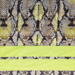 Baumwollstoff Schlangendruck Blockstreifen Panel, neongelb beige brown