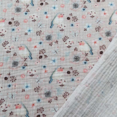 Musselin Stoff Blumen Vgel Double Gauze, nude