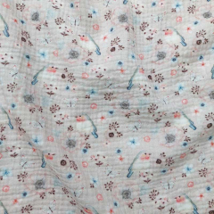 Musselin Stoff Blumen V�gel Double Gauze, nude