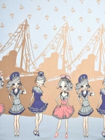 Paneel Stenzo Jerseystoff Sailor Girls, hellblau