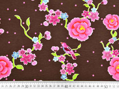 RESTSTCK 100 cm Jersey Stenzo Blumen mit Vgeln, braun