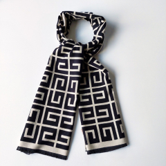 Halstuch Labyrinth Muster, hellbeige schwarz