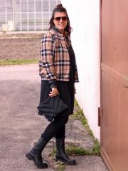Webware Schottenkaro Tartan, beige schwarz rot