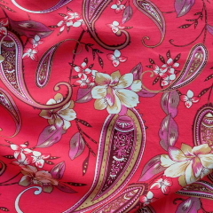 RESTST�CK 79 cm Viskose Twillstoff Paisley Muster Blusenstoff, khaki lila matt rot