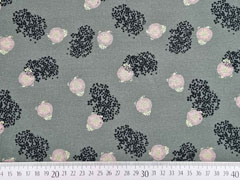 RESTSTCK 38 cm Viskose Jerseystoff Blumen, rosa dunkelgrn