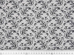 Jerseystoff Tiger Gesicht, schwarz grau