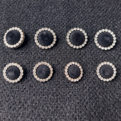 Samtknopf aus Metall mit Strasssteinchen Knopfgr��e 32/20,48 mm, schwarz