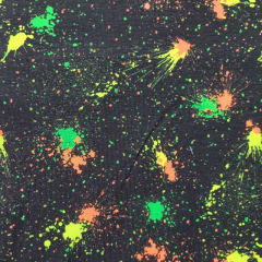 Jerseystoff Farbkleckse Neonfarben, schwarz