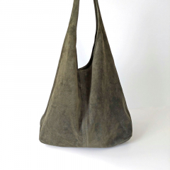 Wildleder Tasche Shopper Beutelform - armygrn