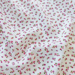 Viskosestoff Popelin Blusenstoff Mini Blumen, rosa rot grn cremewei
