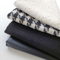 Boucle Stoff Hahnentritt Lurex, schwarz cremewei�