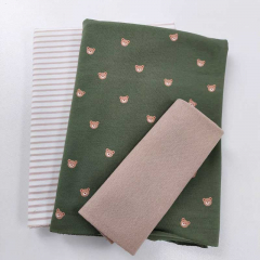 STOFFPAKET Jerseystoff B�rchen Streifen, beige wei� khakigr�n