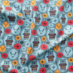 Jerseystoff B�rchen Kreise , rauchblau