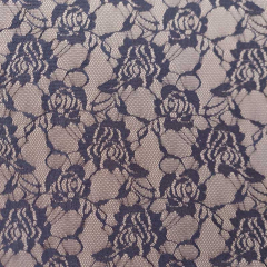 RESTSTCK 60 cm Jerseystoff Punto di Roma Spitze Blumen, schwarz camel