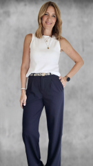 RESTST�CK 98 cm Hosenstoff 2-Way Stretch Wool Touch, dunkelblau