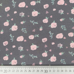 Jerseystoff Rosen Zweige, rosa mattes braun (taupe)