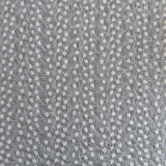 bestickter Baumwollstoff Voil Blmchen Stickerei, natur hellgrau