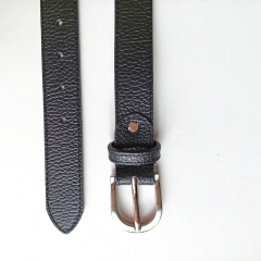 Ledergrtel uni Gr. 95 silber Schnalle, schwarz