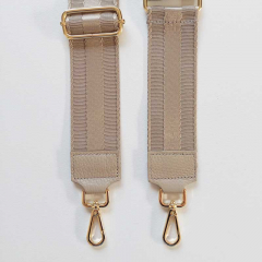 Taschengurt Streifen 3d uni - taupe -taupe Leder - gold Schnallen