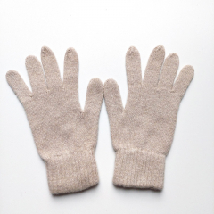 Handschuhe aus Kaschmirmix Strickstoff Fingerhandschuhe - hellbeige - made in Italy