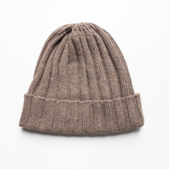 Mtze aus Kaschmirmix Strickstoff- soft brown- made in Italy