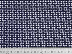 Crepe Jersey Gitternetz Muster, dunkelblau/wei