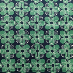 Baumwollstoff Retroblumen Webware weicher Griff, grn dunkelblau