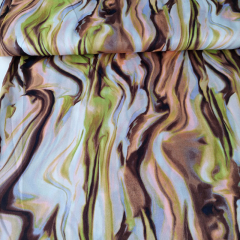 Blusenstoff Satin Velvet Farbverlauf, limegreen hellblau braun