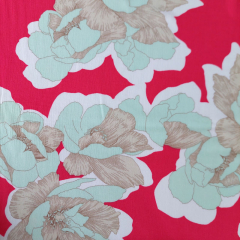 Viskosestoff Borkenkrepp Blumen, wei mint taupe rot