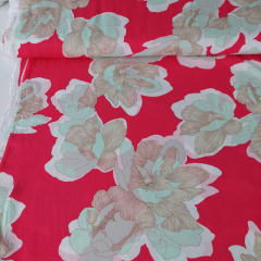 RESTST�CK 42 cm Viskosestoff Borkenkrepp Blumen, wei� mint taupe rot
