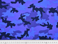 RESTSTCK 25 cm Jerseystoff Camouflage, blau