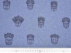 French Terry Sweat Inka Kpfe, jeansblau