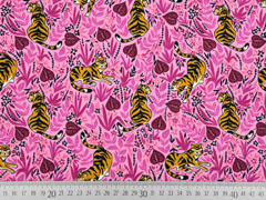 Jerseystoff Tiger Bltter Blumen, rosa