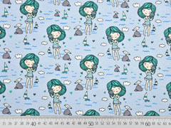 Jersey Strandmdchen maritim, hellblau mint