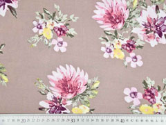 RESTSTCK 62 cm Viskose Blumen Dahlien, dunkelbeige