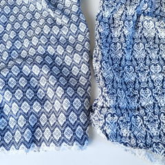 Musselin Stoff Double Gauze Baumwollstoff zweilagig Rauten, dunkelblau wei�