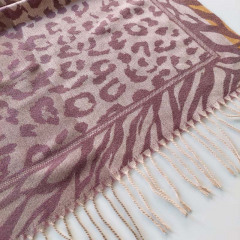 Schal mit Fransen Leoparden Zebra Muster Animal Printt, altrosa mauve