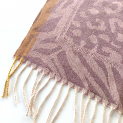 Schal mit Fransen Leoparden Zebra Muster Animal Printt, altrosa mauve