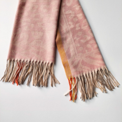 Schal Halstuch Leoparden Zebra Muster Animal Print Fransen, hellbeige rosa