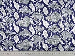 Blusenstoff Satin Schlangenmuster elastisch, grau cremewei dunkelblau